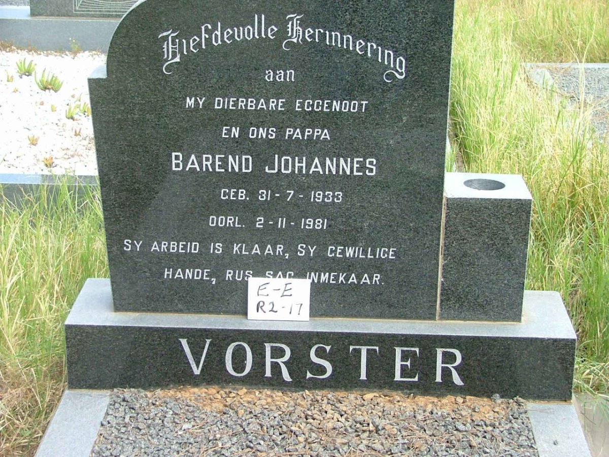 VORSTER Barend Johannes 1933-1981