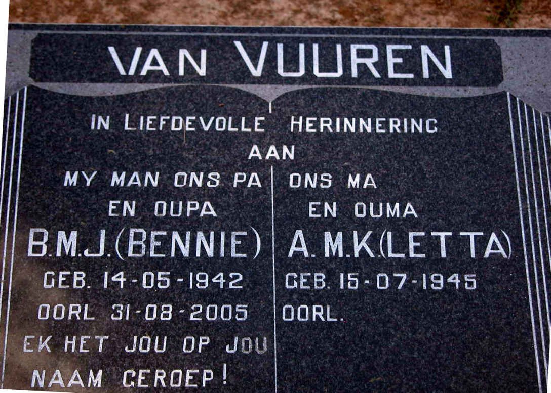 VUUREN B.M.J., van 1942-2005 &amp; A.M.K. 1945-
