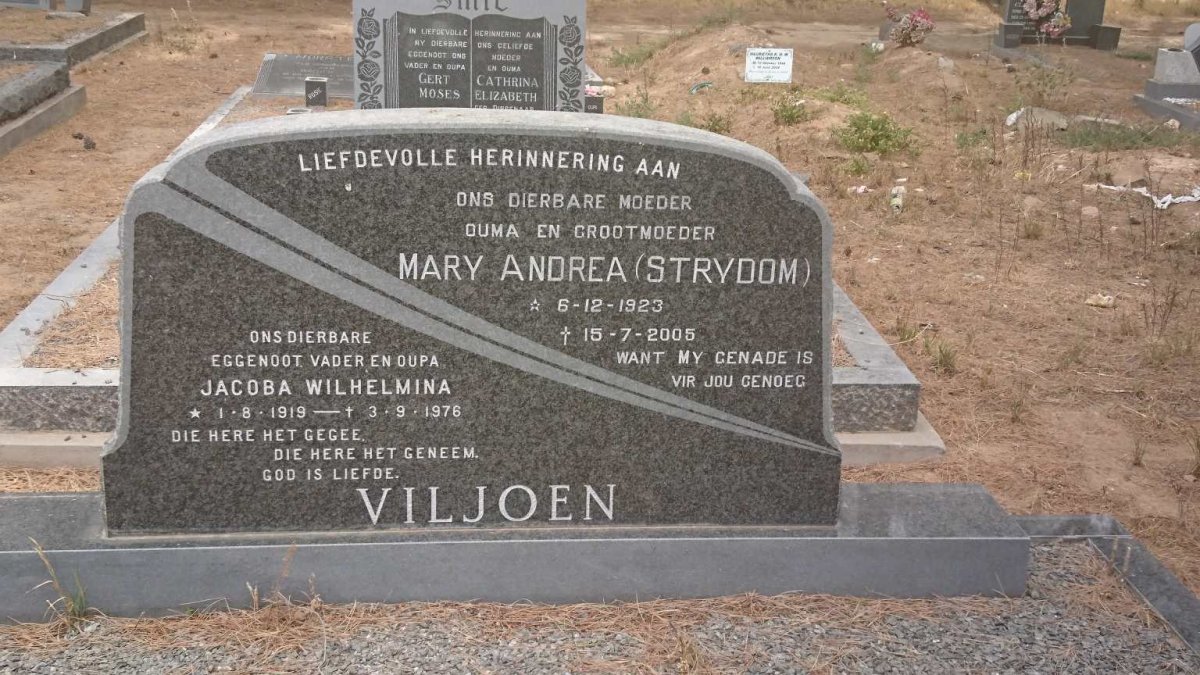 VILJOEN Jacoba Wilhelmina 1919-1976 &amp; Mary Andrea STRYDOM 1923-2005