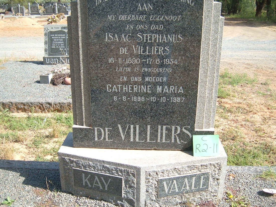 VILLIERS Isaac Stephanus, de 1890-1954 &amp; Catherine Maria 1898-1987