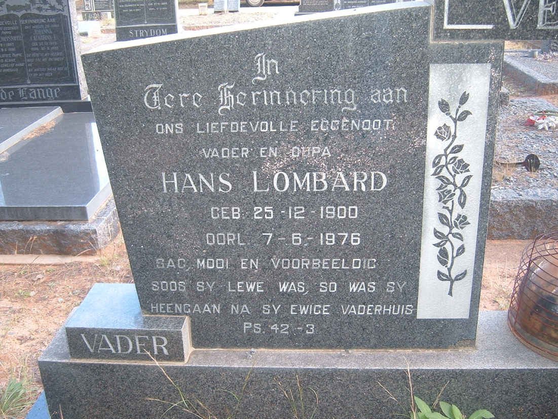 VENTER Hans Lombard 1900-1976