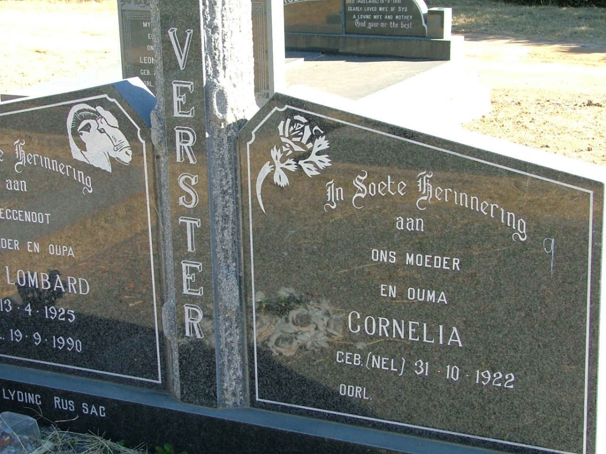 VERSTER Hans Lombard 1925-1990 &amp; Cornelia NEL 1922-