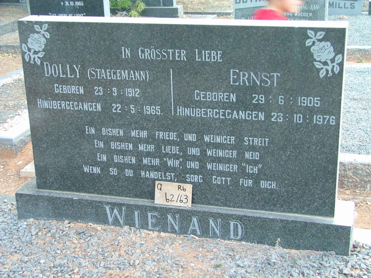 WIENAND Ernst 1905-1976 &amp; Dolly STAEGEMANN 1912-1965
