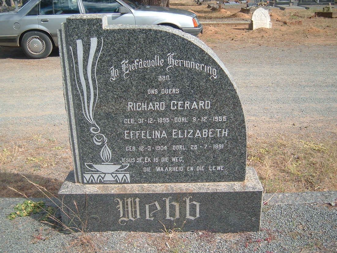 WEBB Richard Gerard 1895-1955 &amp; Effelina Elizabeth 1904-1991
