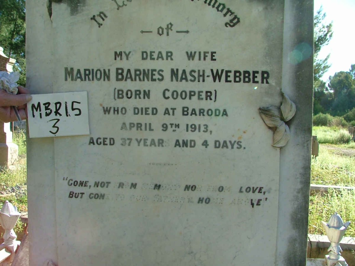 WEBBER Marion Barnes, NASH nee COOPER -1913