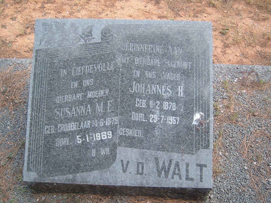 WALT Johannes H., v.d. 1878-1957 &amp; Susanna M.E. GROBBELAAR 1879-1969