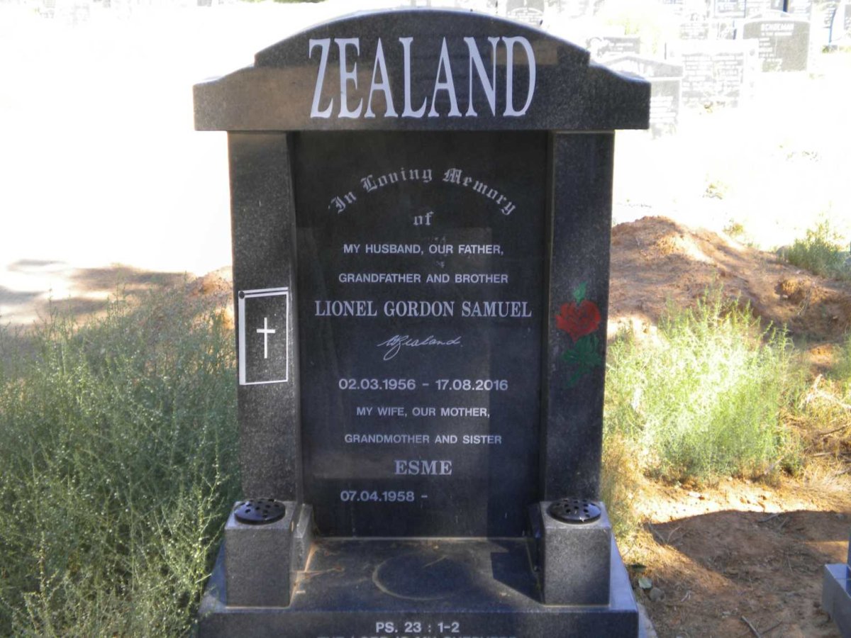 ZEALAND Lionel Gordon Samuel 1956-2016 &amp; Esme 1958-