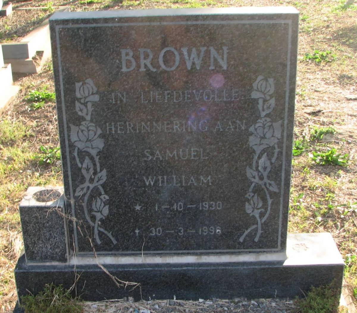 BROWN Samuel William 1930-1996