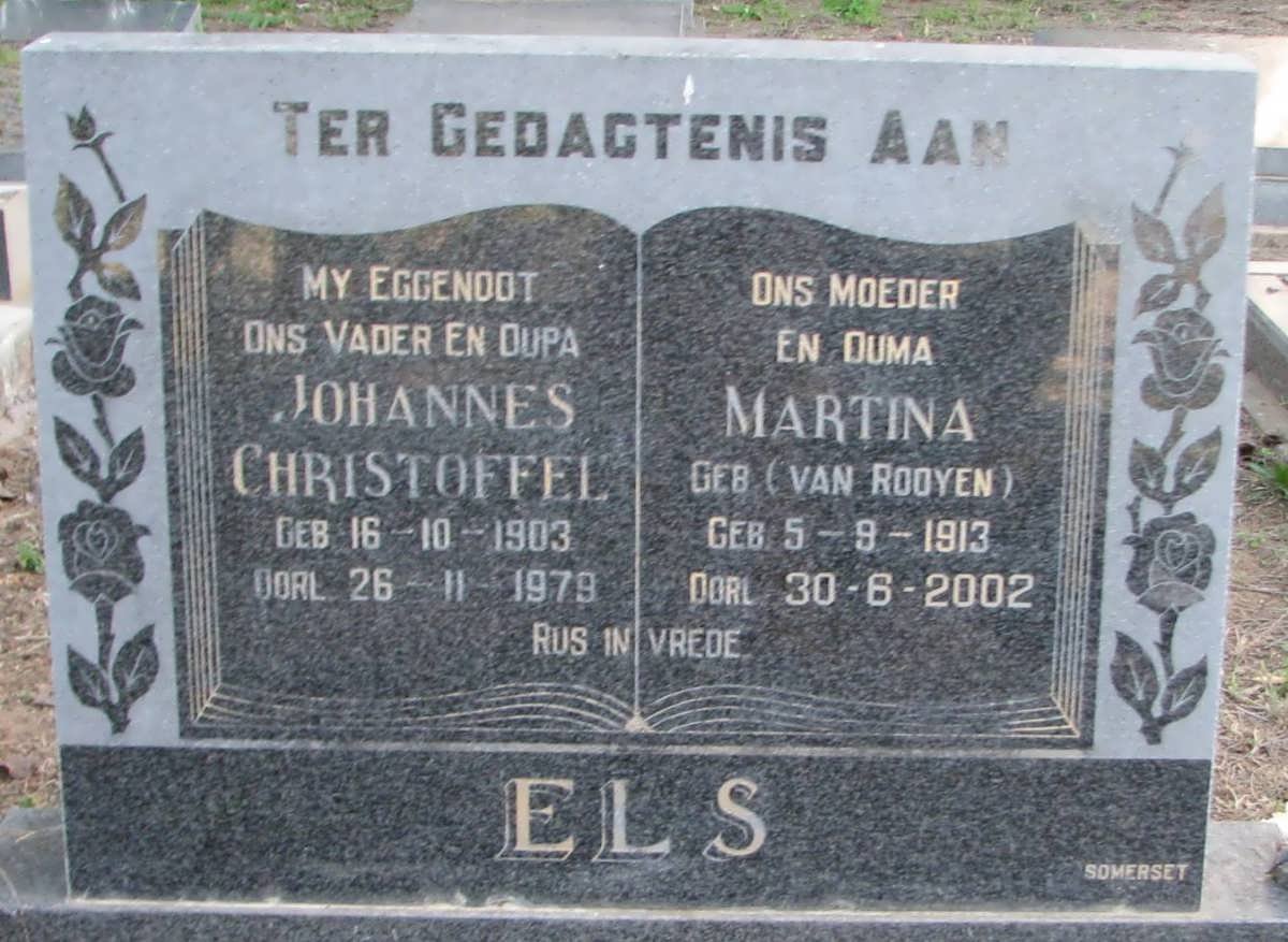 ELS Johannes Christoffel 1903-1979 &amp; Martina VAN ROOYEN 1913-2002