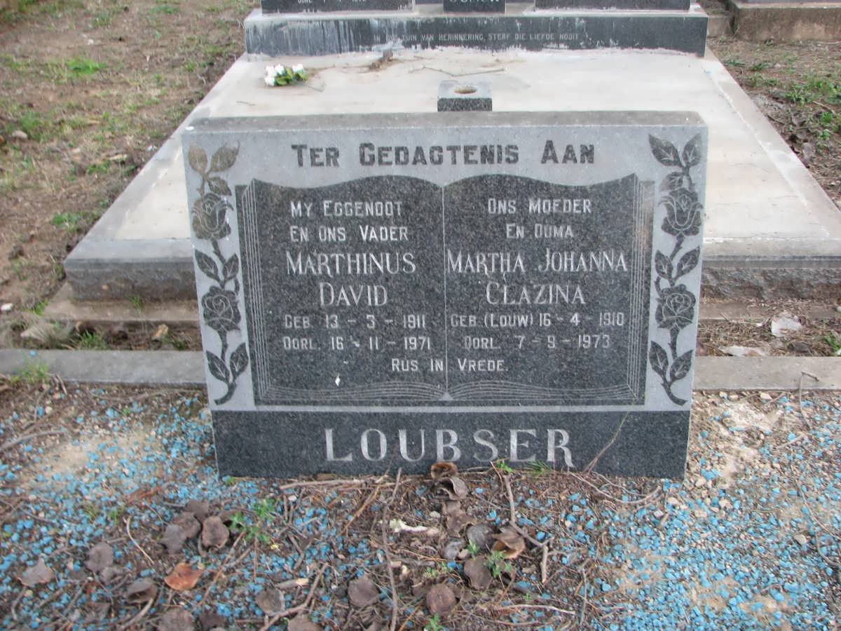 LOUBSER Marthinus David 1911-1971 &amp; Martha Johanna Clazina LOUW 1910-1973