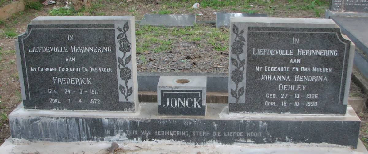 JONCK Frederick 1917-1972 &amp; Johanna Hendrina OEHLEY 1926-1990