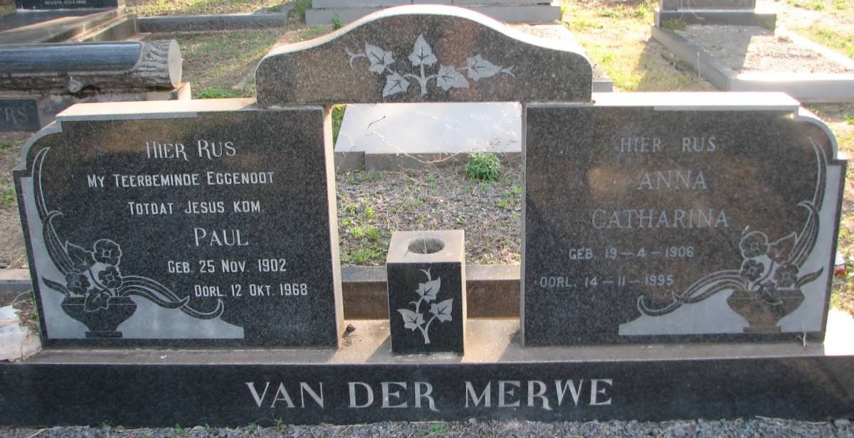 MERWE Paul, van der 1902-1968 &amp; Anna Catharina 1906-1995