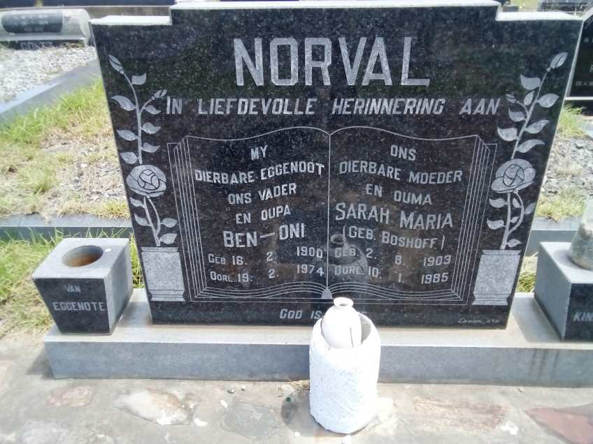 NORVAL Ben-Oni 1900-1974 & Sarah Maria BOSHOFF 1903-1985