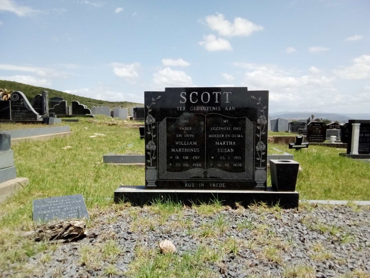 SCOTT William Marthinus 1917-1988 & Martha Susan 1913-1976 :: SCOTT Martin 1951-1993
