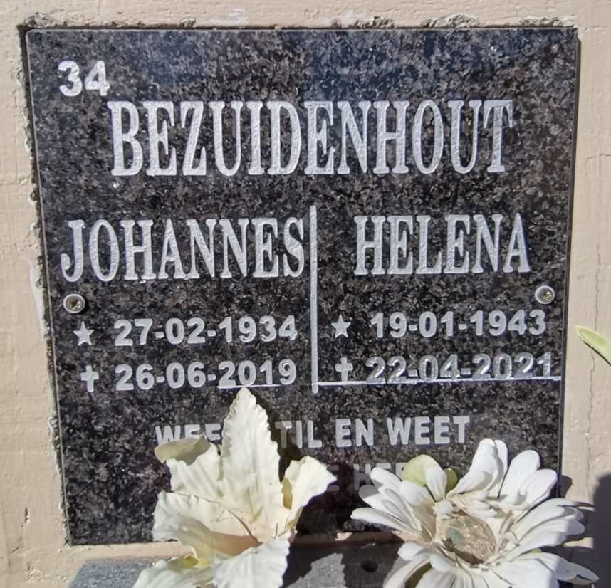 BEZUIDENHOUT Johannes 1934-2019 &amp; Helena 1943-2021