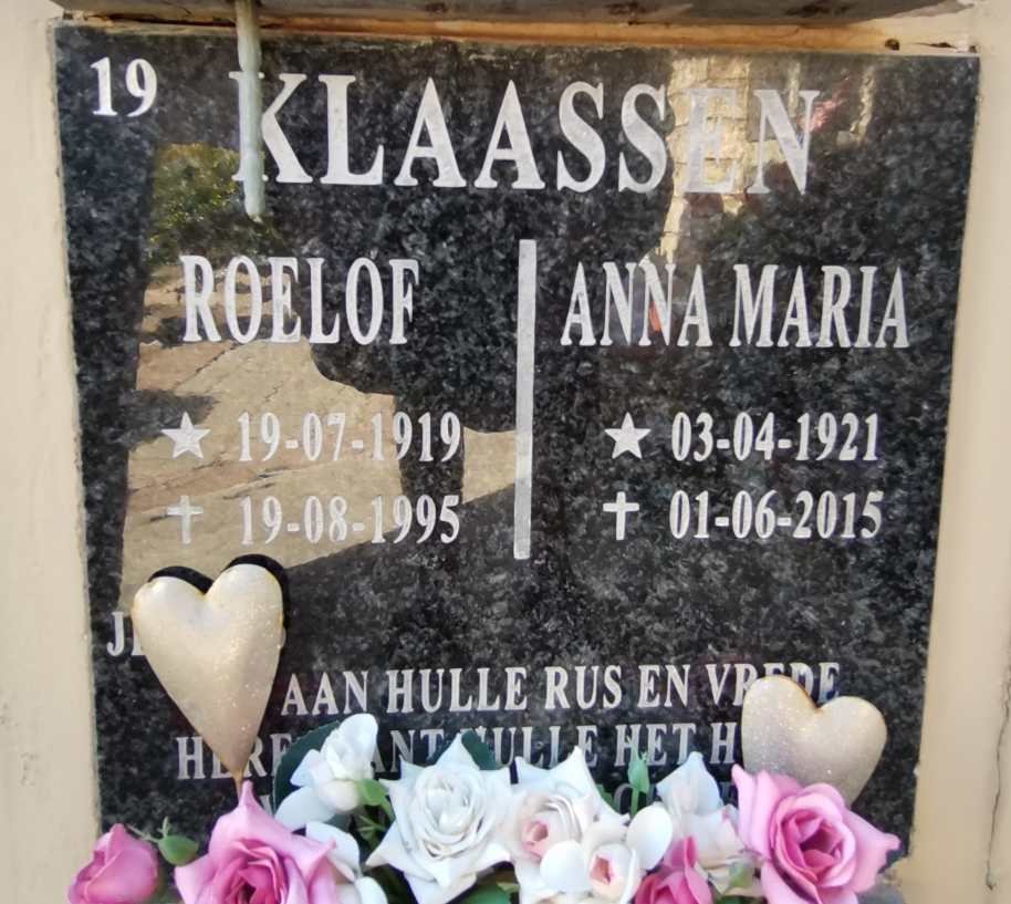KLAASSEN Roelof 1919-1995 &amp; Anna Maria 1921-2015