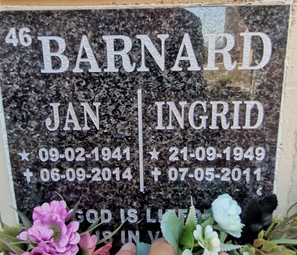 BARNARD Jan 1941-2014 &amp; Ingrid 1949-2011