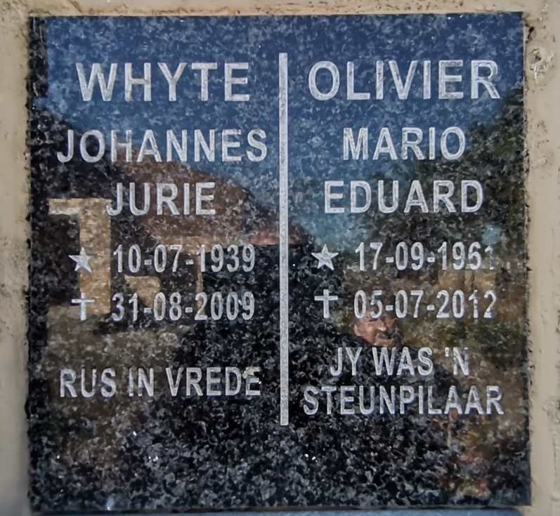 WHYTE Johannes Jurie 1939-2009 :: OLIVIER Mario Eduard 1961-2012
