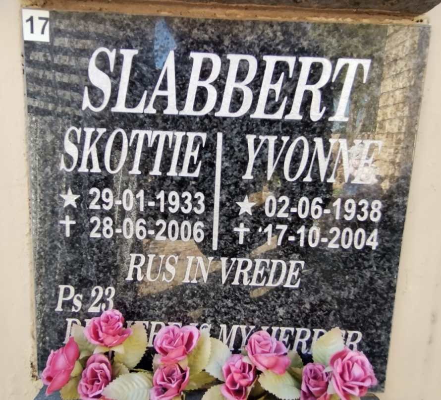 SLABBERT Skottie 1933-2006 &amp; Yvonne 1938-2004