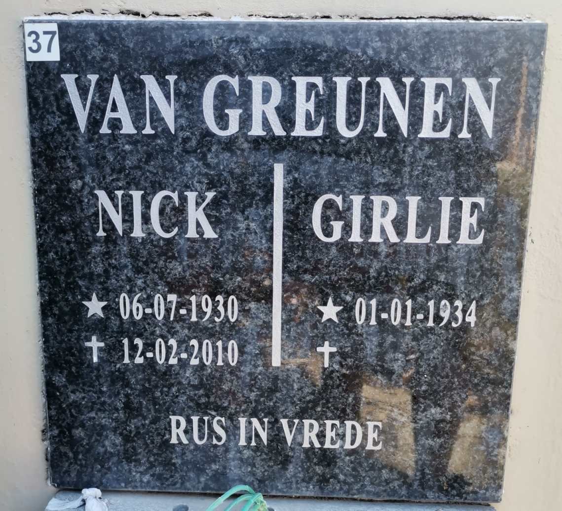 GREUNEN Nick, van 1930-2010 &amp; Girlie 1934-