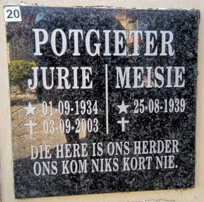 POTGIETER Jurie 1934-2003 &amp; Meisie 1939-