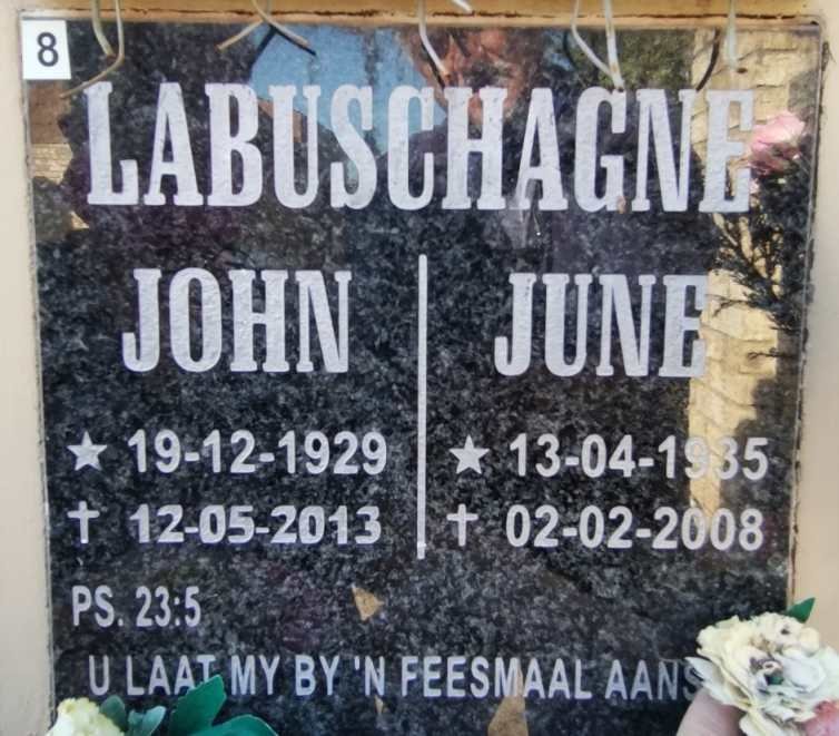 LABUSHAGNE John 1929-2013 &amp; June 1935-2008