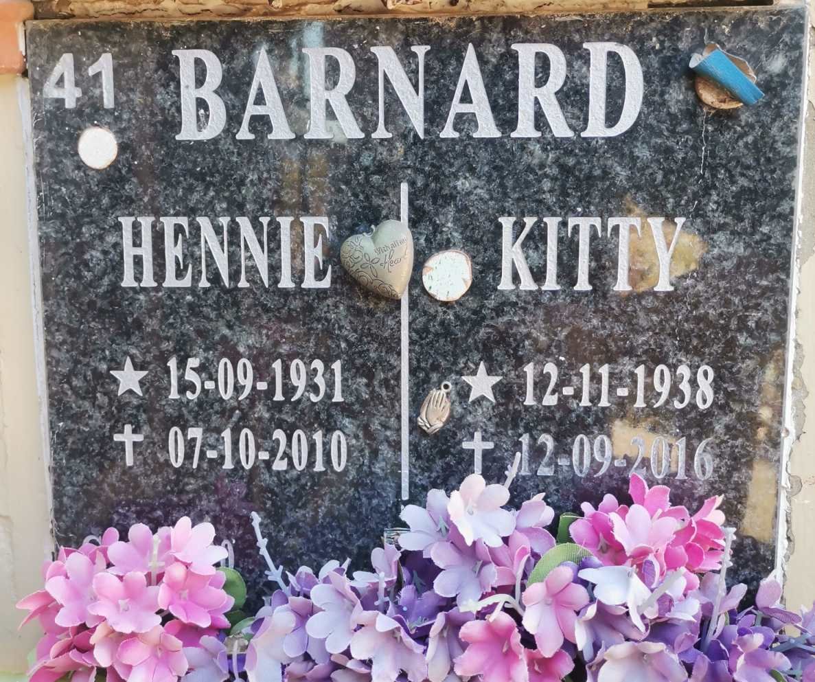 BARNARD Hennie 1931-2010 &amp; Kitty 1938-2016