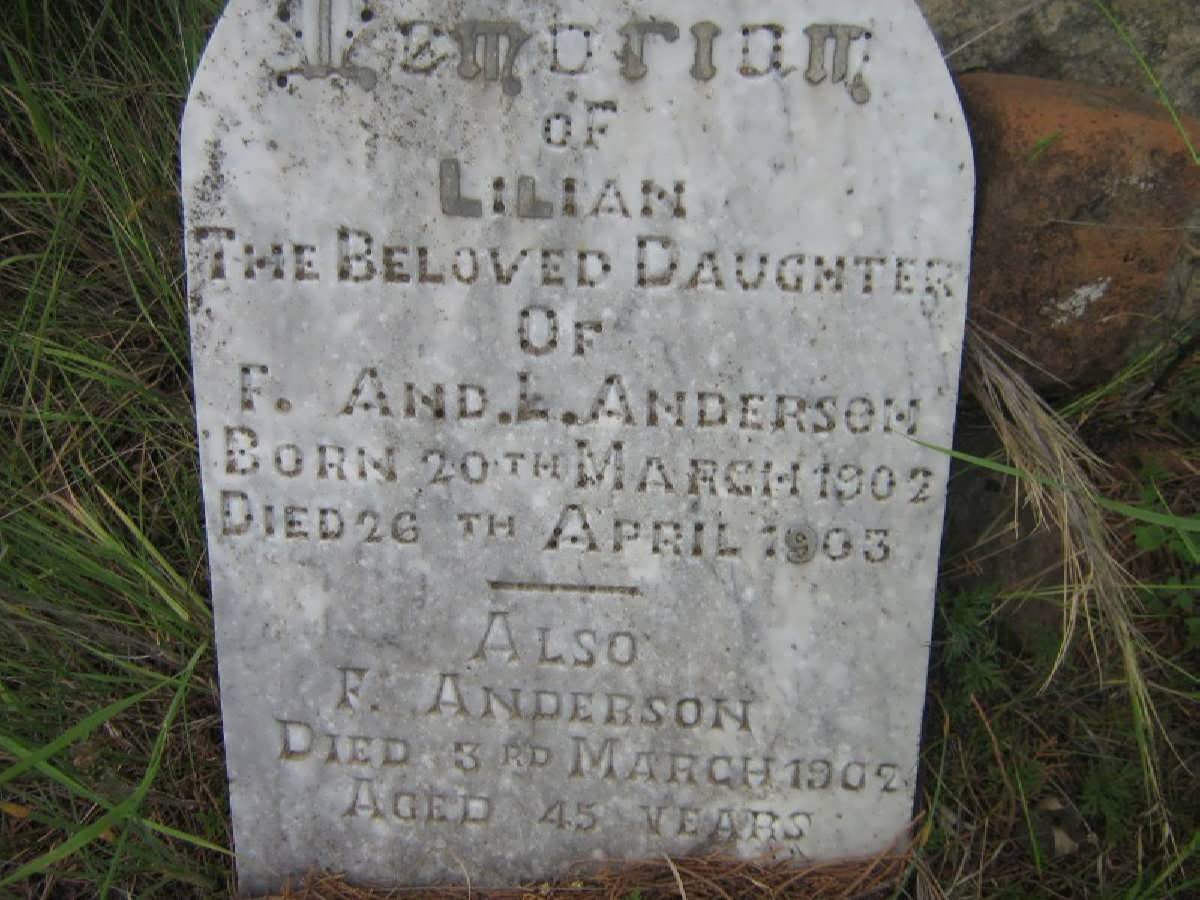 ANDERSON F. -1902 :: ANDERSON Lilian 1902-1903