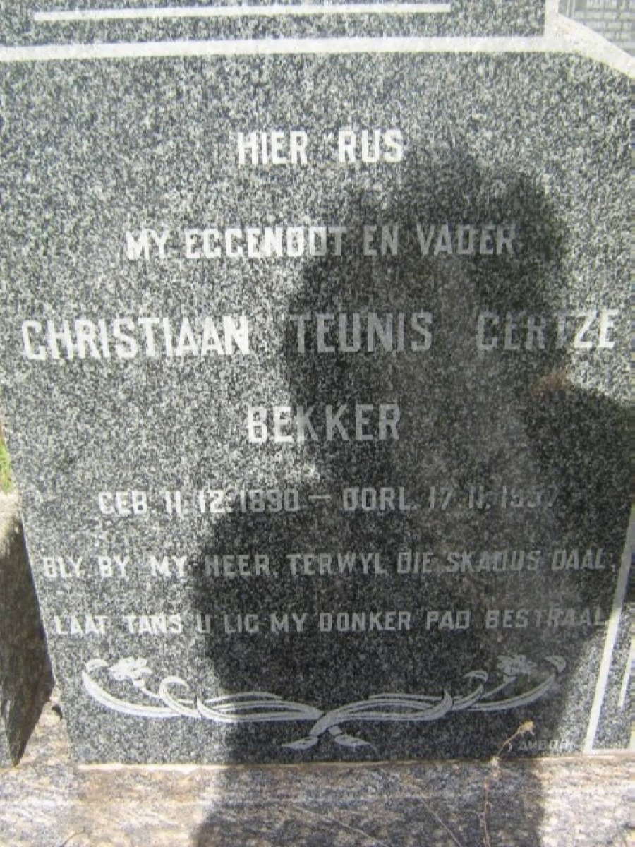 BEKKER Christiaan Teunis Gertze 1890-1957