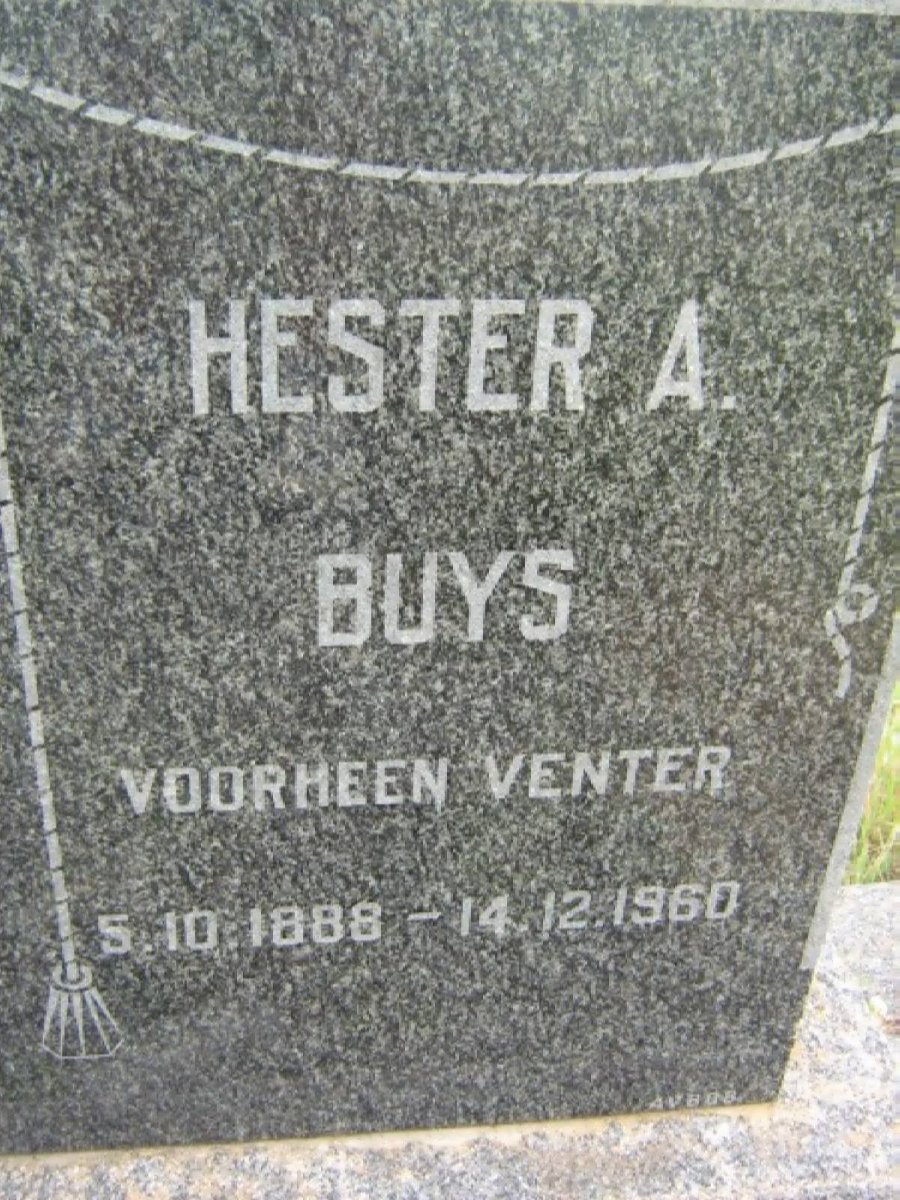 BUYS Hester A. formerly VENTER 1888-1960