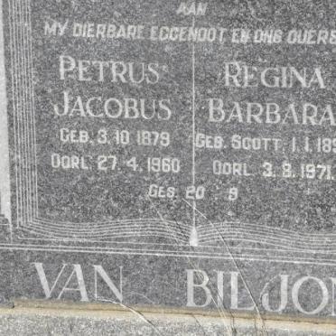 BILJON Petrus Jacobus, van 1879-1960 &amp; Regina Barbara SCOTT 1892-1971