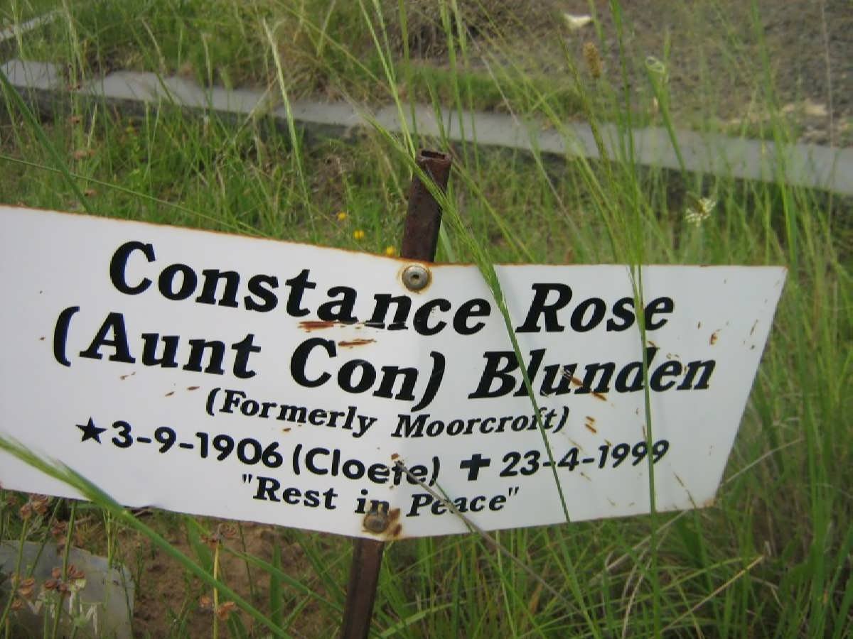 BLUNDEN Constance Rose formerly MOORCROFT nee CLOETE 1906-1999