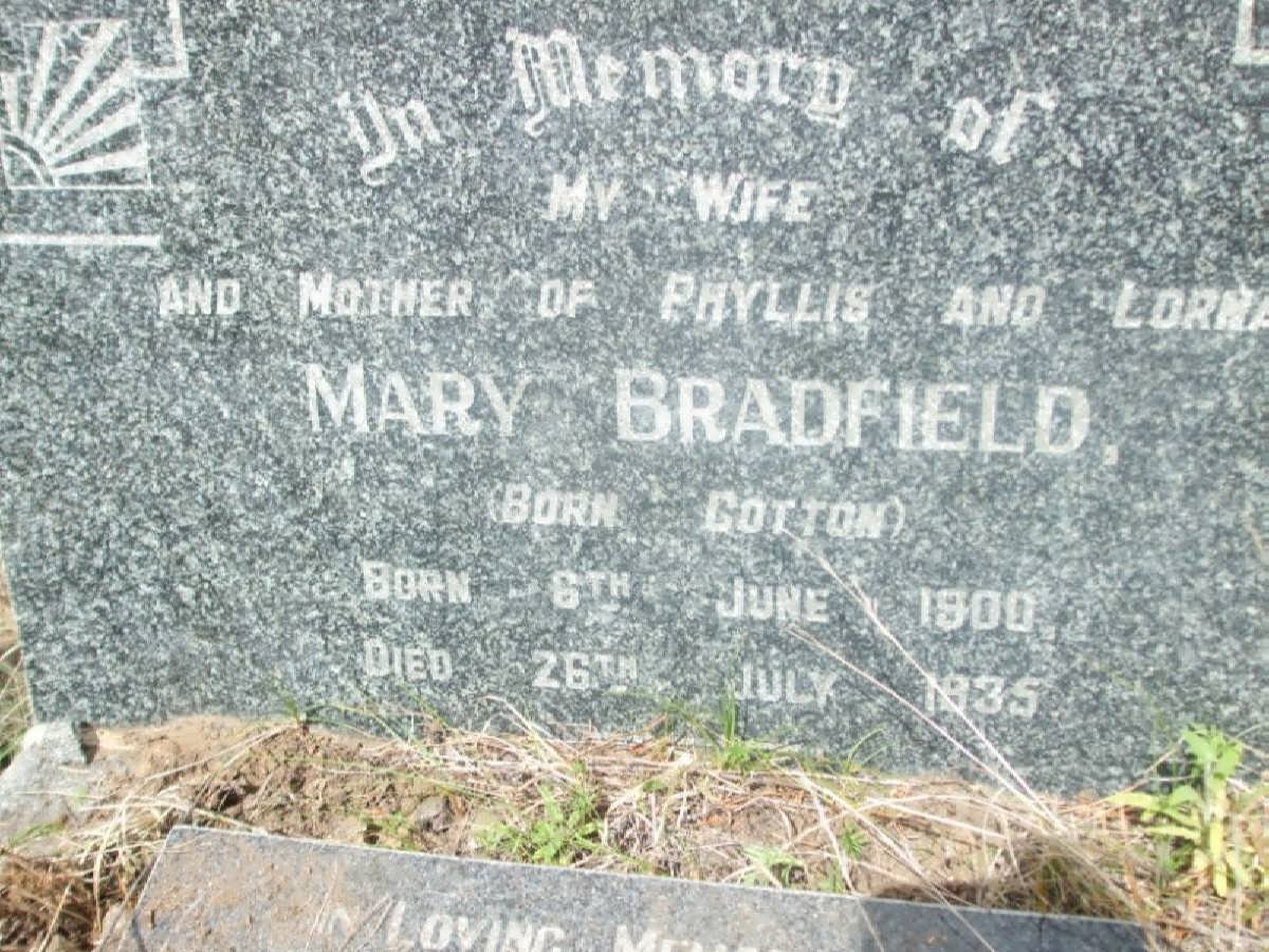 BRADFIELD Mary nee COTTON 1900-1935