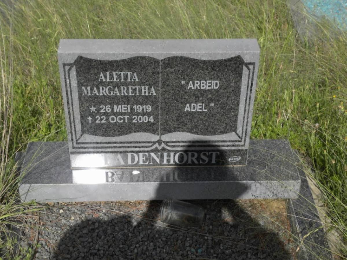BADENHORST Aletta Margaretha 1919-2004