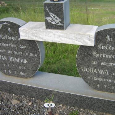 BERG Jan Hendrik, van der 1904-1985 &amp; Johanna Jacoba SCHOEMAN 1897-1988