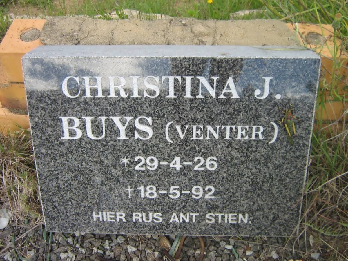 BUYS Christina J. nee VENTER 1926-1992