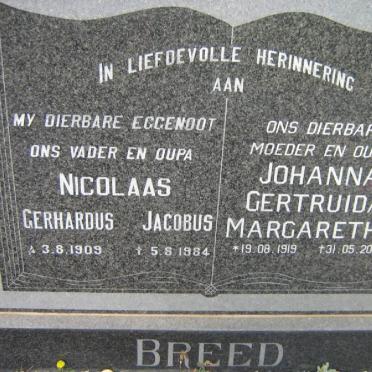 BREED Nicolaas Gerhardus Jacobus 1909-1984 &amp; Johanna Gertruida Margaretha 1919-2007