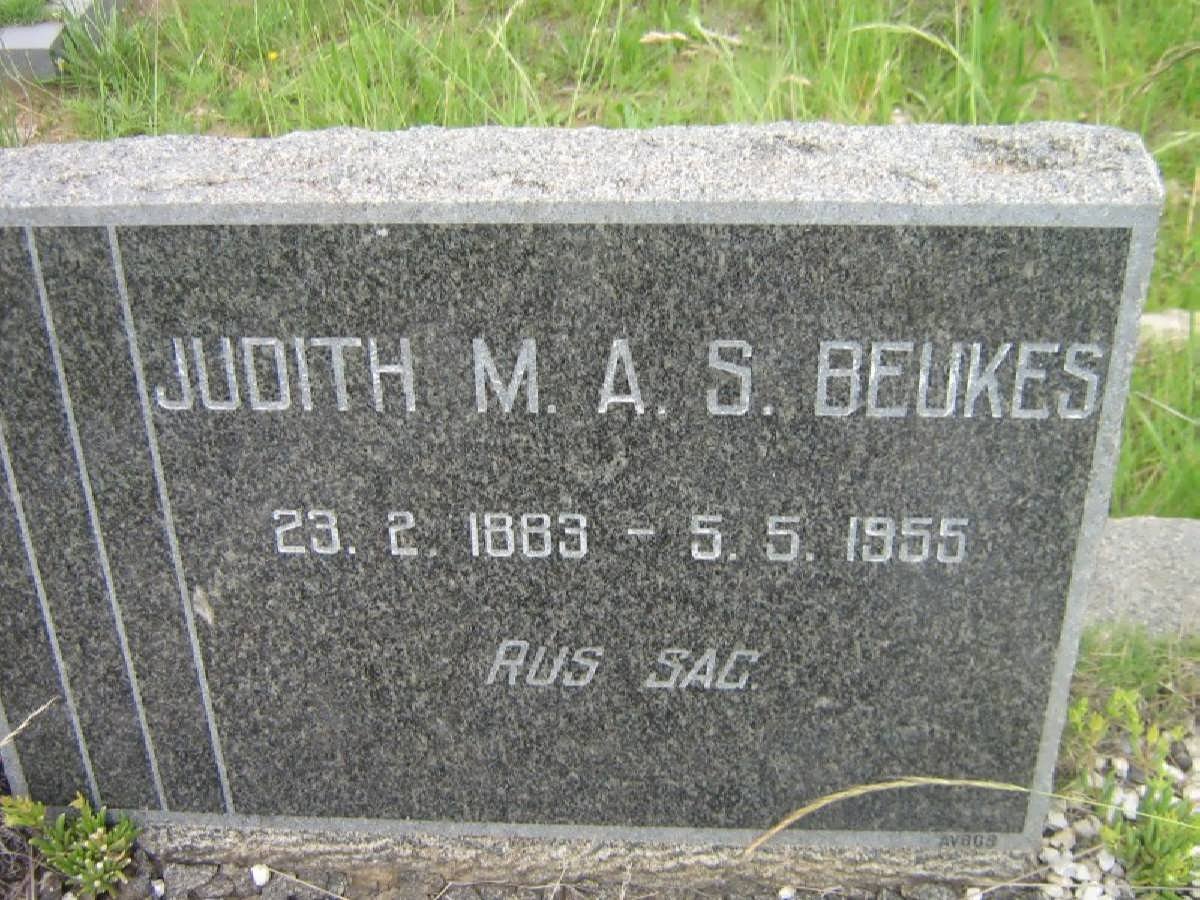 BEUKES Judith M.A.S. 1883-1955