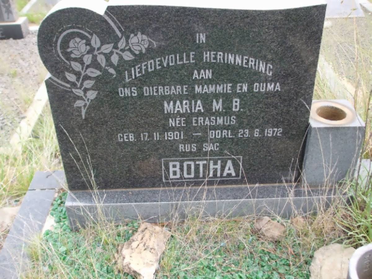 BOTHA Maria M.B. nee ERASMUS 1901-1972