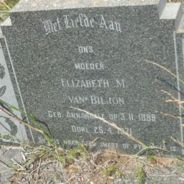BILJON Elizabeth M., van nee ANNANDALE 1889-1971