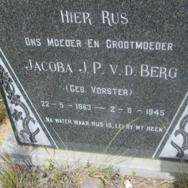 BERG Jacoba J.P., v.d. nee VORSTER 1863-1945