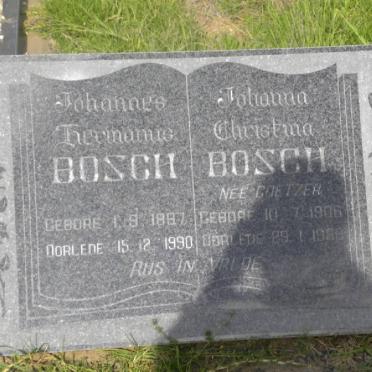 BOSCH Johannes Hermanus 1897-1990 &amp; Johanna Christina COETZER 1906-1985