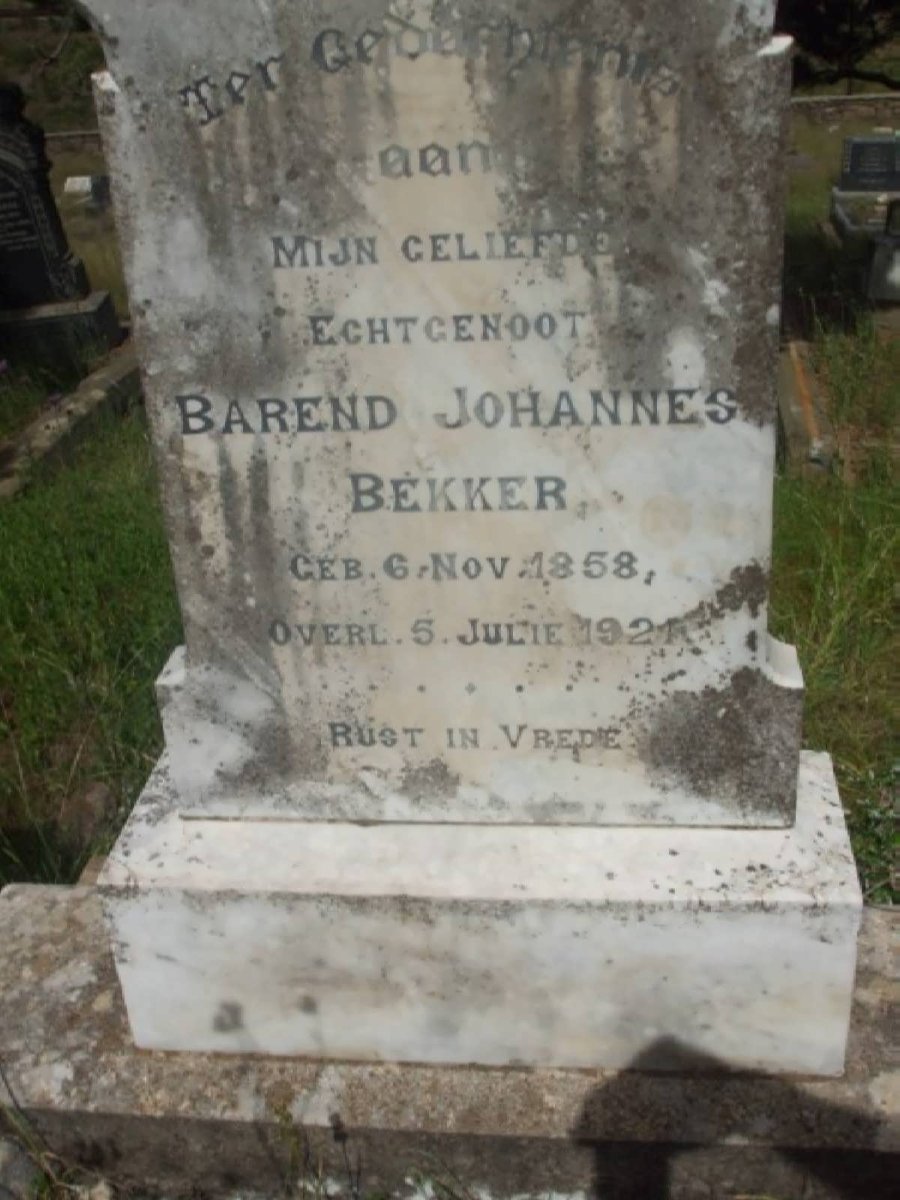 BEKKER Barend Johannes 1858-1921