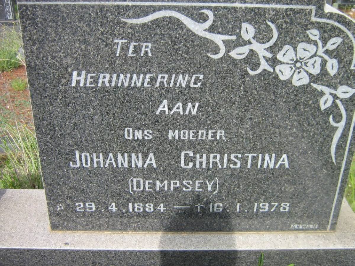 BOTHA Johanna Christina nee DEMPSEY 1884-1978