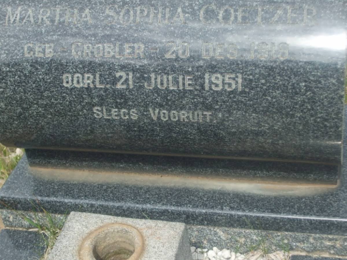COETZER Martha Sophia nee GROBLER 1919-1951
