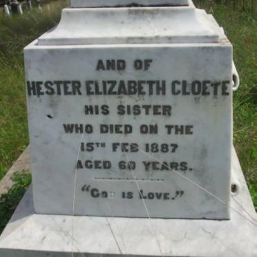 CLOETE Hester Elizabeth -1887
