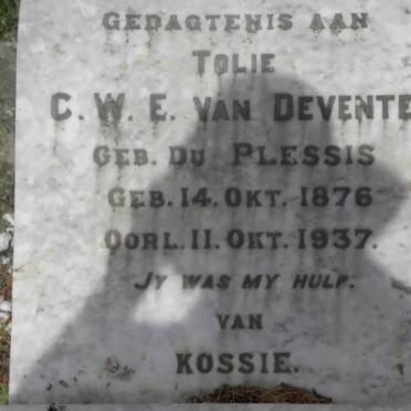 DEVENTER C.W.E., van nee DU PLESSIS 1876-1937