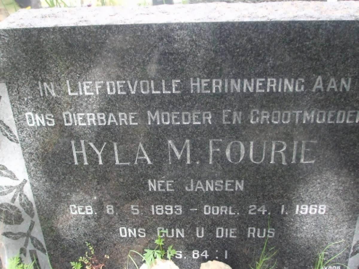 FOURIE Hyla M. nee JANSEN 1893-1968