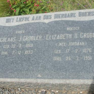 GROBLER Nicolaas J. 1868-1953 &amp; Elizabeth H. JORDAAN 1876-1951