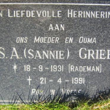 GRIEB S.A. nee RADEMAN 1931-1991